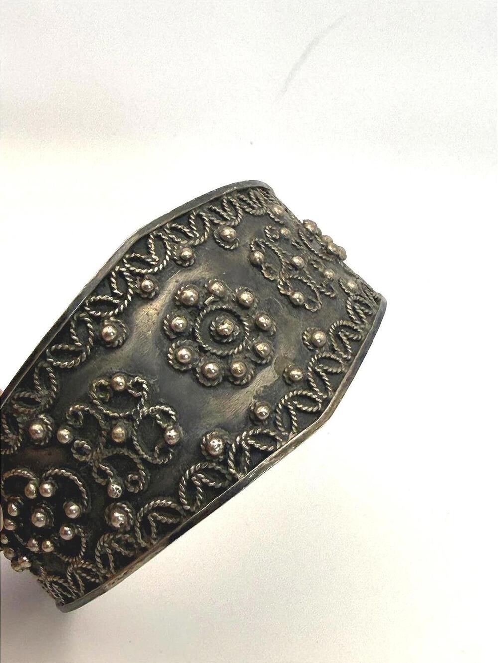 Vintage Silver 800 Embossed Cuff Bracelet